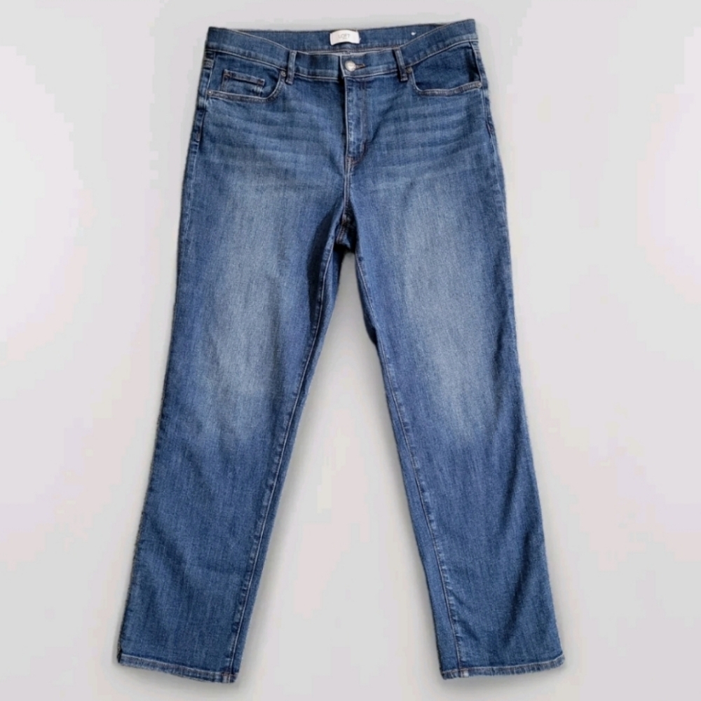 LOFT Outlet Boyfriend Jeans Medium Blue Wash Stretch Denim Womens Size 10